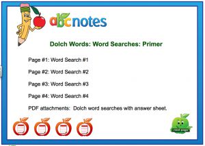 Dolch Words Word Searches Primer’ Interactive Notebook