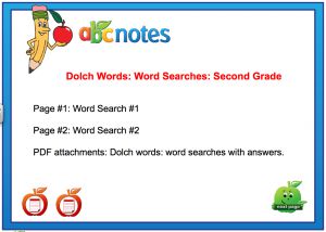 Dolch Words Word Searches Second Grade’ Interactive Notebook