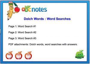 Dolch Words Word Searches Pre Primer’ Interactive Notebook
