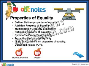 Interactive: Notebook: Math–Properties of Equality