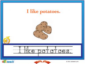 Interactive: Notebook: Early Reader Comprehension (with audio): I like Vegetables