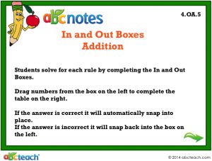 Interactive: Notebook: In and Out Boxes, Addition (grade 4)