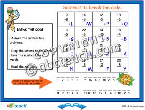 Interactive: Notebook: Math: Break the Code (subtraction)