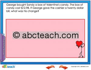 Interactive: Flipchart: Math: Valentines Word Problems (upper elem)