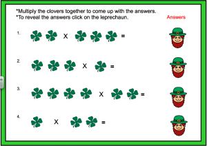 Interactive: Notebook: St. Patrick’s Day Theme: Math Worksheet (multiplication)