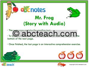 Interactive: Notebook: Reading Comprehension with Audio: Mr. Frog (prek-1)