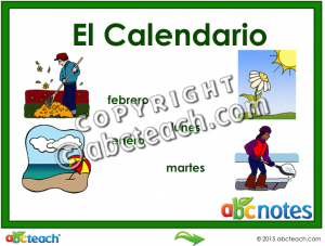 Interactive: Notebook: Spanish: Vocabulary – El Calendario (calendar)