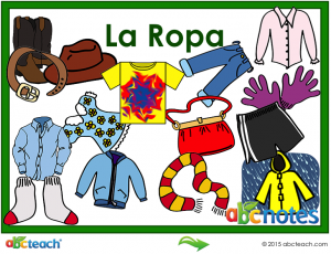 Interactive: Notebook: Spanish: Vocabulary – La Ropa (clothes)