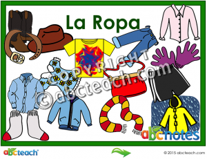 Interactive: Notebook: Spanish: Vocabulary – La Ropa (clothes)