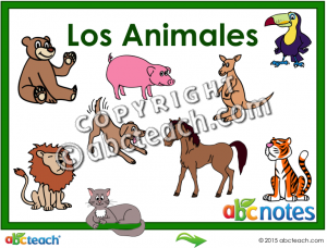 Interactive: Notebook: Spanish – Vocabulary – Los Animales (animals)