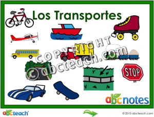 Interactive: Notebook: Spanish: Vocabulary – Los Transportes (transportation)
