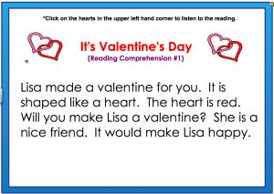 Interactive: Notebook: Valentine’s Day: Reading Comprehension (with audio)