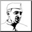 Clip Art: India: Jawaharlal Nehru (coloring page)