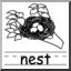Clip Art: Basic Words: Nest B&W (poster)