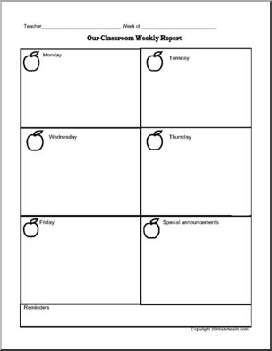 Classroom Newsletter Forms: Apple Theme (b/w version 1)