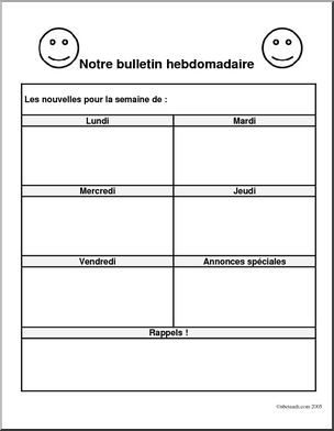 French: Newsletter happy face black and white