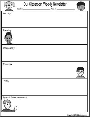 Classroom Newsletter Forms:  Students Theme (b/w version 2)