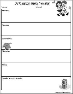 Classroom Newsletter Forms: Kids Theme (b/w version 2)