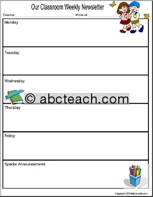 Classroom Newsletter Forms: Kids Theme (color version 2)