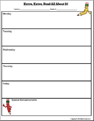 Classroom Newsletter Forms: Pencil Theme (color version 2)