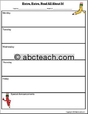 Classroom Newsletter Forms: Pencil Theme (color version 2)