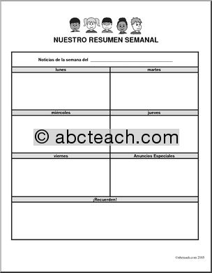 Spanish: Newsletter Printable Form: –kid graphic (b/w)