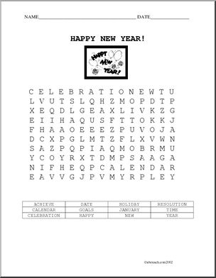 Word Search: Happy New Year