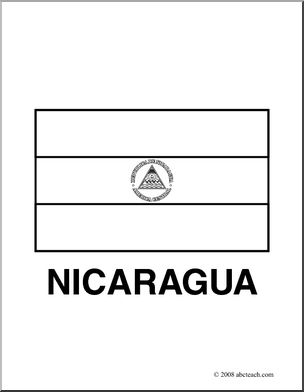 Clip Art: Flags: Nicaragua (coloring page)