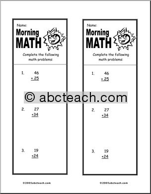 2-Digit Addition Morning Math