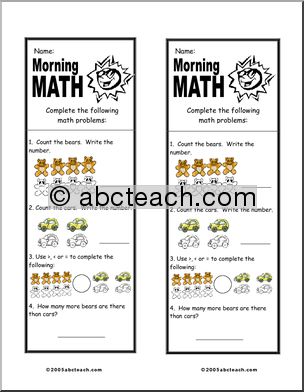 Comparisons 2 Morning Math