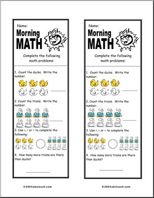 Comparisons 1 Morning Math