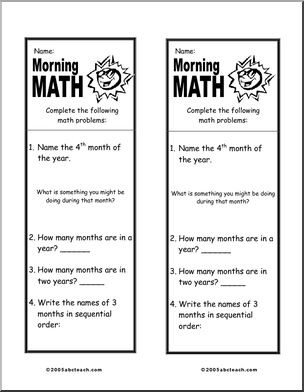 Months of the Year Morning Math