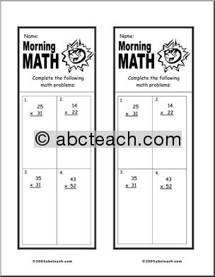 Elementary Multiplication 2 Morning Math