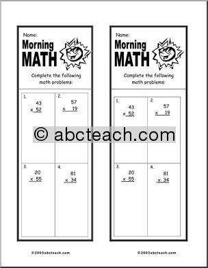 Elementary Multiplication 3 Morning Math