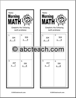 Elementary Multiplication 5 Morning Math