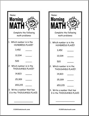 Place Values 4 Morning Math