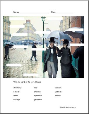 Worksheet: Caillebotte Painting Objects (ESL)