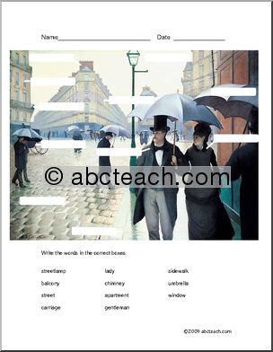 Worksheet: Caillebotte Painting Objects (ESL)