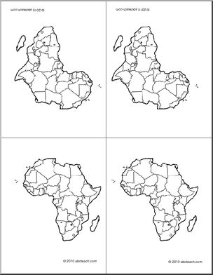 Nomenclature Cards: Continents; Africa 4 (foldable) (b/w)