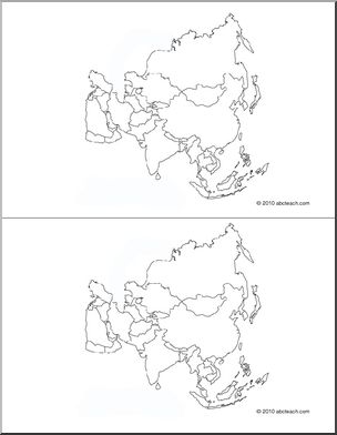 Nomenclature Cards: Continents; Asia (2) (b/w)