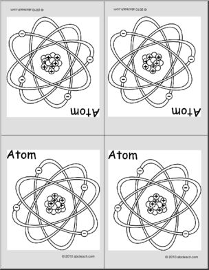 Nomenclature Cards: Atom (b/w) (4) (foldable)
