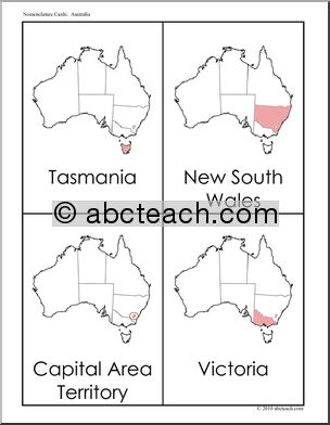 Nomenclature Cards: Australia (red-highlight)
