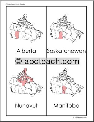 Nomenclature Cards: Map Canada (red-highlight)