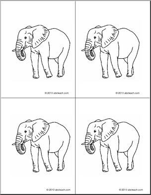 Nomenclature Cards: Elephant (4) (b/w)