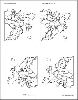 Nomenclature Cards: Continents; Europe 4 (foldable)  (b/w)