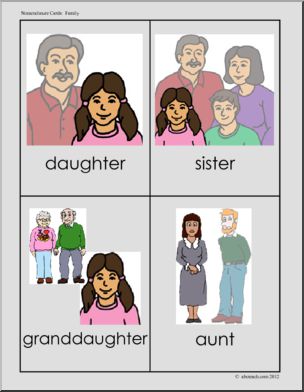 Nomenclature Cards: Family Three-Part Matching (color)