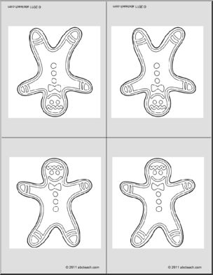 Nomenclature Cards: Gingerbread Man (4) (foldable)