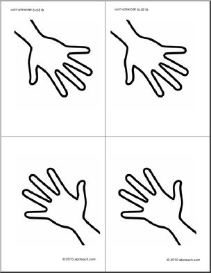 Nomenclature Cards: Human Body; Hand (4) (b/w) (foldable)