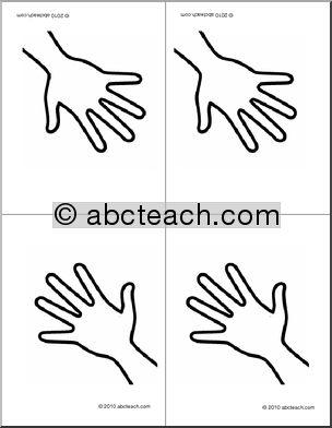 Nomenclature Cards: Human Body; Hand (4) (b/w) (foldable)