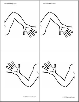 Nomenclature Cards: Human Body; Arm (4) (b/w) (foldable)